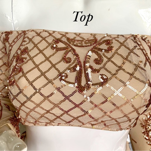 LUST & LUXE ROSE GOLD SEQUIN BROCADE TWO PIECE SET. WOMEN’S SIZE SMALL - Picture 5 of 10